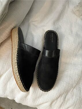 Cole Haan Cloudfeel Espadrille Slides - Black Suede